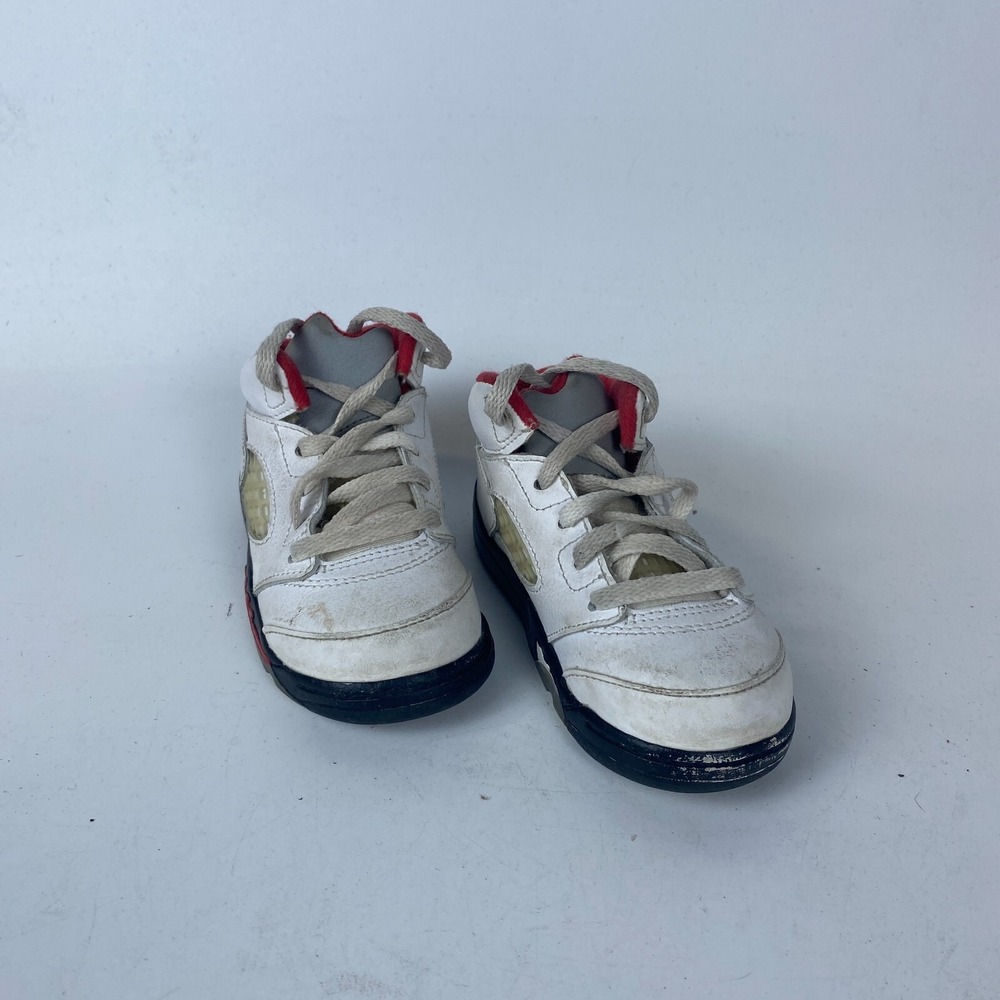 Nike Air Jordan 5 Retro TD Sneakers Toddler Kids Size 7 White Leather 440890-102